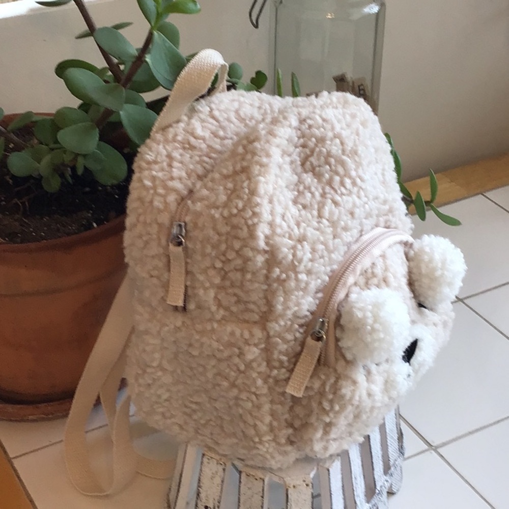 Faux Fur Bear Face Mini Backpack/Purse (#4) - Picture 3 of 7